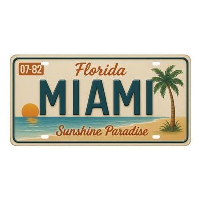 Blechschild 15x30cm - Miami Sunshine Paradise Retro Florida