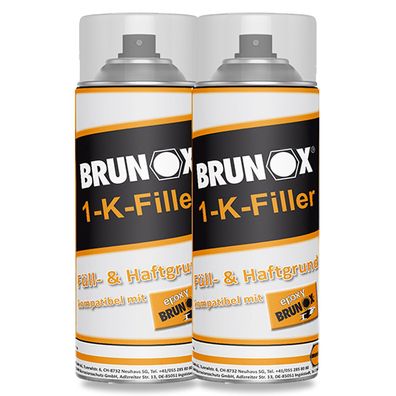 2x BRUNOX 1-K-FILLER 0.4 LTR Spray Füller Grundierung schleifbar Karosserie Lack
