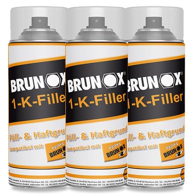 3x BRUNOX 1-K-FILLER 0.4 LTR Spray Füller Grundierung schleifbar Karosserie Lack