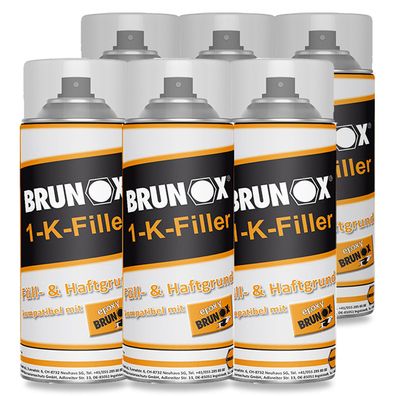 6x BRUNOX 1-K-FILLER 0.4 LTR Spray Füller Grundierung schleifbar Karosserie Lack
