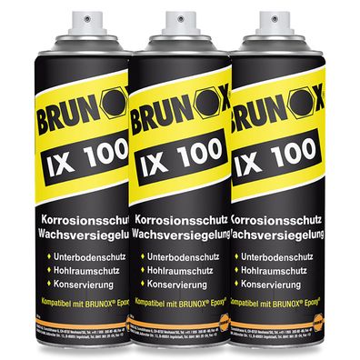 3x BRUNOX IX 100 SPRAY 0.5 LTR Korrosionsschutz Kriechöl Rostlöser Industrie