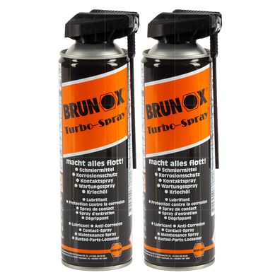 2x BRUNOX TURBO-SPRAY 0.5 LTR POWER-CLICK Rostlöser Kriechöl Kontaktspray