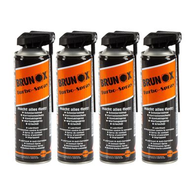 4x BRUNOX TURBO-SPRAY 0.5 LTR POWER-CLICK Rostlöser Kriechöl Kontaktspray