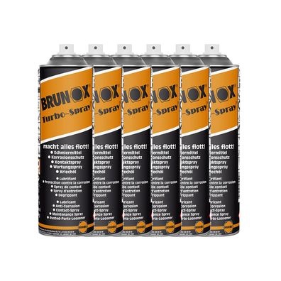 6x BRUNOX TURBO-SPRAY 0.4 L Multifunktionsspray Rostlöser Kriechöl Kontaktspray