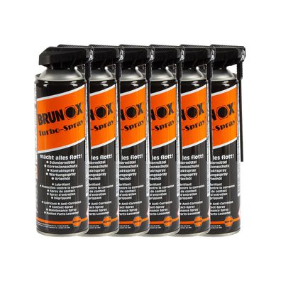 6x BRUNOX TURBO-SPRAY 0.5 LTR POWER-CLICK Rostlöser Kriechöl Kontaktspray