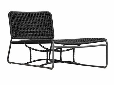 Moderner Garten-Loungesessel aus schwarzem Polyrattan für Terrasse