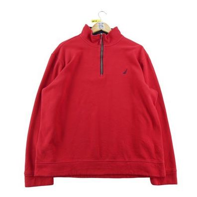 Nautica Herren Sweatshirt J-Class Viertel-Reißverschluss Rot Größe XL #QWE1641