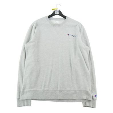 Champion Herren Sweatshirt Logo Script bestickt Grau Größe L #QWE1003