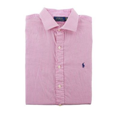 Polo Ralph Lauren Herrenklassisches Hemd mit rosa Streifen Größe L #QWE3704