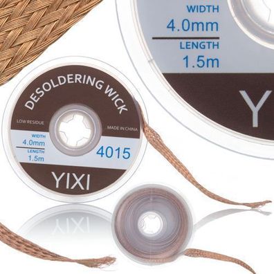 Rosfix Entlötlitze 4mm x 1,5m – Kupfergeflecht mit Kolophoniumbeschichtung