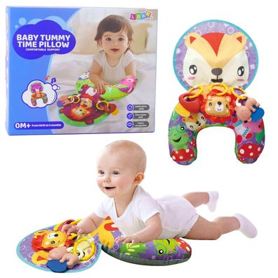 Babystützkissen LEAN Toys Fuchs mit 3 Anhängern Raschelmatte 48 x 34 cm