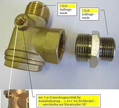 Rückschlagventil 1" für Kompressoren Druckluft - Beidseitig 1" Anschlussgewinde