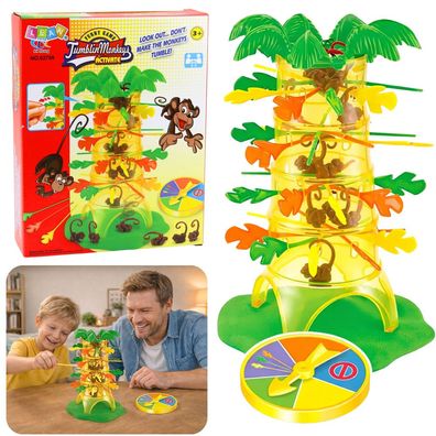 Geschicklichkeitsspiel Fallende Affen LEAN Toys Ziehrad 12 Affen 21 Stäbe