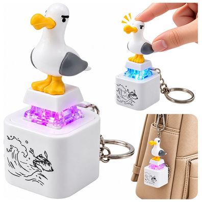 LED-Schlüsselanhänger Möwe LEAN TOYS mit Licht und Sound, ca. 8 cm, mit Metallring