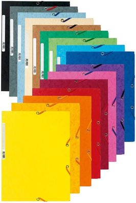 Exacompta 55500E Sammelmappe (Manila-Karton, Gummizug, 3 Klappen 400g, DIN A4) zufäll