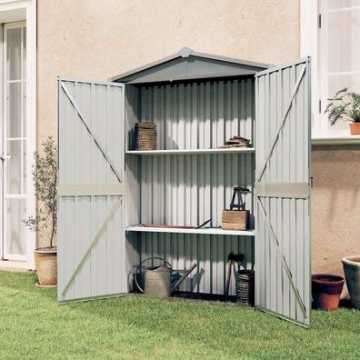 vidaXL Gerätehaus Grau 116x45x175 cm Verzinkter Stahl