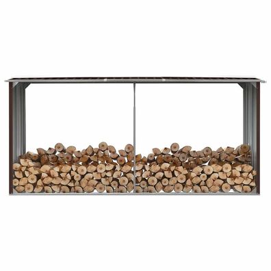 vidaXL Brennholzlager Verzinkter Stahl 330 x 92 x 153 cm Braun