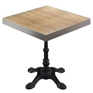 BPR | Bistro Tisch | 60 x 60 x 77 cm | Quadratisch | Edelstahl Rand | Eiche