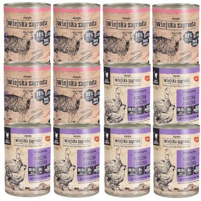 Wiejska Zagroda Nassfutter für Katzen, Geschmacksmischung, 12 x 400 g