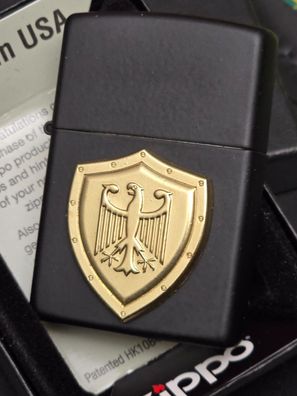 Zippo ADLER Deutschland Emblem Goldfarben (Custom PIN Style)Schwarz Matt SM #062