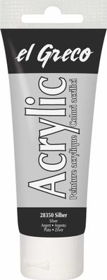KREUL el Greco Acrylic Silber 75 ml – Künstler-Acrylfarbe in der Tube