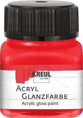 KREUL Acryl Glanzfarbe Rot 20 ml – glänzende Bastel-Acrylfarbe