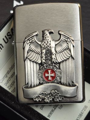 Zippo ADLER Reichsadler, EK (Custom PIN Style) Chrom gebürstet #348B