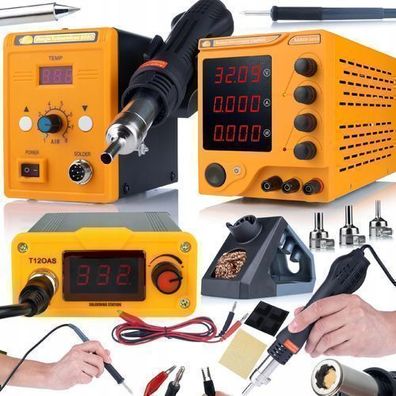 Rosfix Set Elektronik-Werkzeuge ProTech Trio – 32V 10A | T12 Lötstation