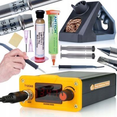 Rosfix Set Lötstation T12OAS mit T12-B/D32 Spitzen + Flux RMA-223/NC-559