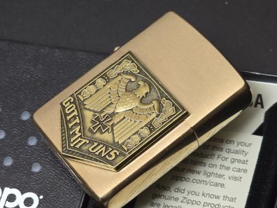 Zippo GOTT MIT UNS Adler EK (Custom PIN Style) Messing gebürstet #056