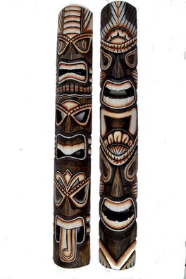 2 Tiki Masken 100cm 2er Set Tiki Hawaii Maske Holzmaske Wandmasken Karibik Key West