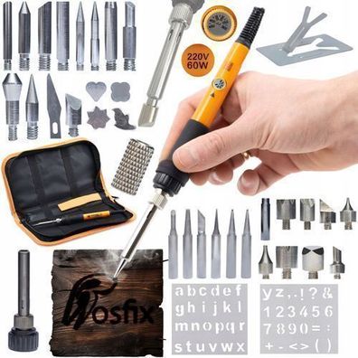 Rosfix Set Lötkolben OP60W mit 30 Pyrogravurspitzen | 200–450°C, 60W