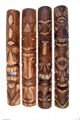 4 Wandmasken Tiki 100cm 4er Set Tiki Hawaii Maske Holzmaske Wandmaske Florida