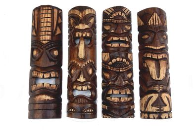4 Wandmasken Tiki 50cm 4er Set Tiki Hawaii Maske Holzmaske Wandmaske Tikki Big Island