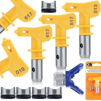 Rosfix Set Farbdüsen 513–617 mit Edelstahlschutz | Kompatibel zu Graco