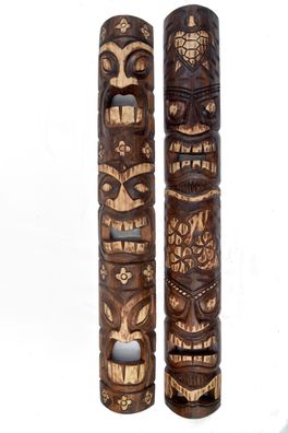 Tiki Maske 100cm 2er Set Tiki Hawaii Masken Blumen Wandmasken Tikki Schildkröte