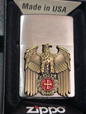 Zippo ADLER Reichsadler mit EK (Custom PIN Style) Lighter - Chrom gebürstet #348A