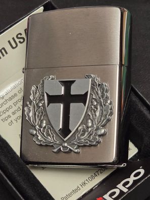 Zippo Templer Shield, Black Cross/Oak Wreth, Ritterkreuz (Custom PIN Style) - CG #084