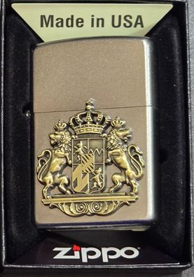 Zippo BAYERN Nostalgie Wappen, Emblem (Custom PIN Style) Lighter - Chrom satin #139