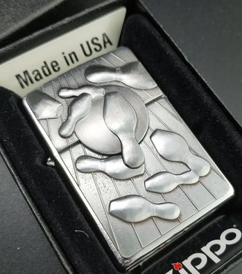 Zippo Trick Bowling Hidden Strike, Emblem, Brushed Chrome, Surprise Lighter 2015