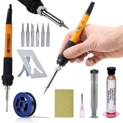 Rosfix Set Lötkolben OP60W – 60W, 200–450°C, 6 Spitzen, Flux, Ständer