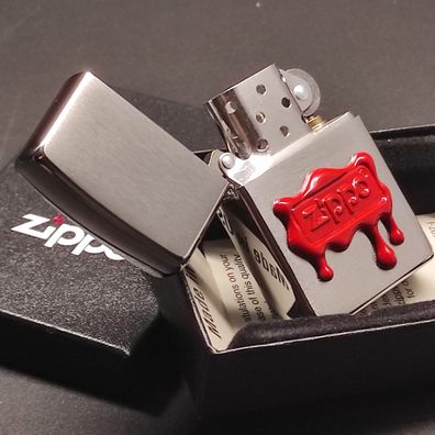 Zippo WAX SEAL/Siegel (plastic, Kunststoff-Emblem), Chrom gebürstet