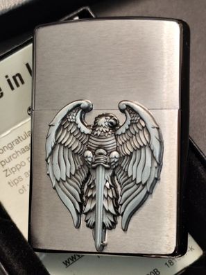 Zippo Guardian EAGLE Sword Emblem (Custom PIN Style) Chrom gebürstet CG #439