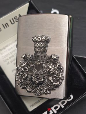 Zippo Oberschlesien Wappen Emblem (Custom PIN Style) Chrom gebürstet CG #295