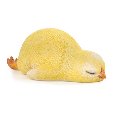 Moritz Gartenfigur Küken Figur liegend schlafend L 17,5 cm Polyresin handbemalt gelb