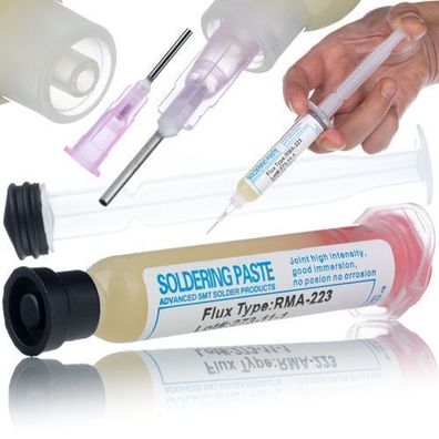 Rosfix Lötflussmittel RMA-223 – 10cc Gel mit Dosierkolben & Nadel | Ø1,025 mm