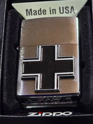 Zippo Balkenkreuz Emblem (Custom PIN Style) Lighter Chrom gebürstet CG #426
