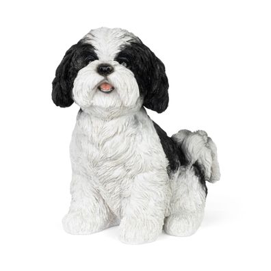 Moritz Shih Tzu Figur sitzend 21,5 cm Hundefigur Gartenfigur Polyresin handbemalt