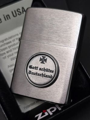 Zippo Gott schütze Deutschland, EK (Custom PIN Style) Lighter Chrom gebürstet #357