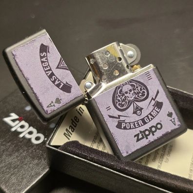Zippo POKER PIK SKULL ACE, Farbzippo Black, Lighter